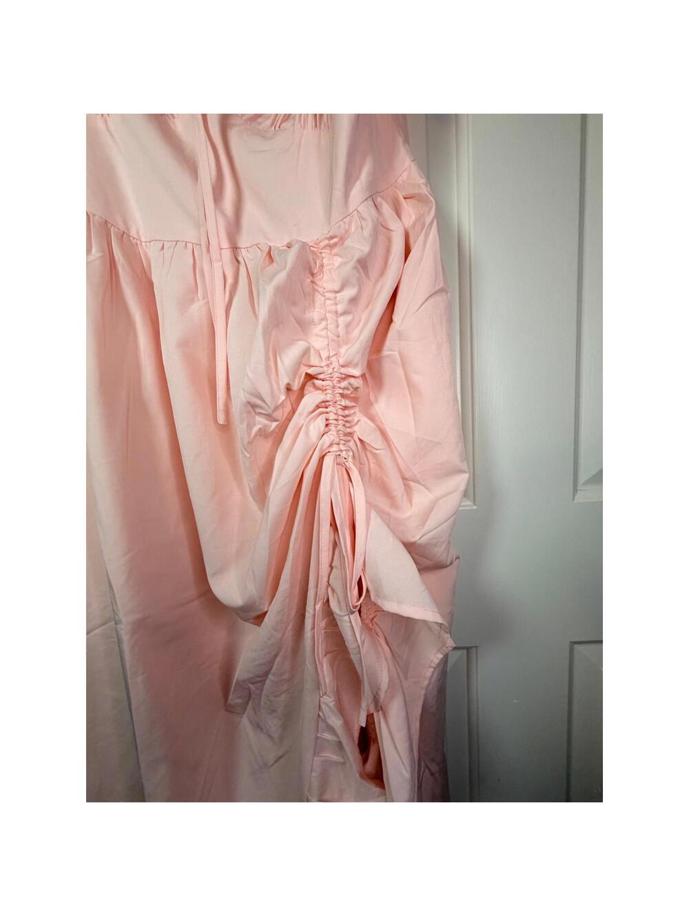 Scarlet Darkness Victorian Fairy Midi Dress Baby Pink L Puff Sleeve Square Neck - Picture 3 of 6